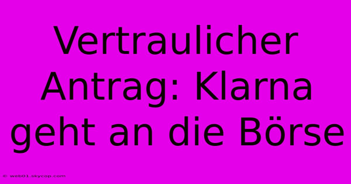 Vertraulicher Antrag: Klarna Geht An Die Börse