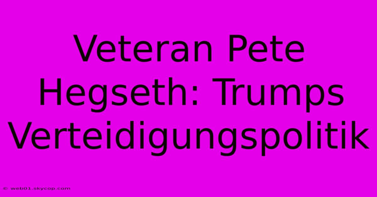 Veteran Pete Hegseth: Trumps Verteidigungspolitik