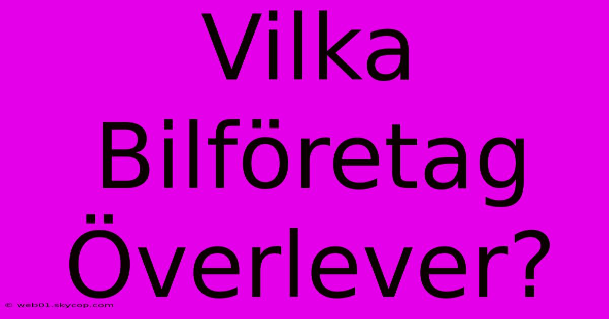 Vilka Bilföretag Överlever?