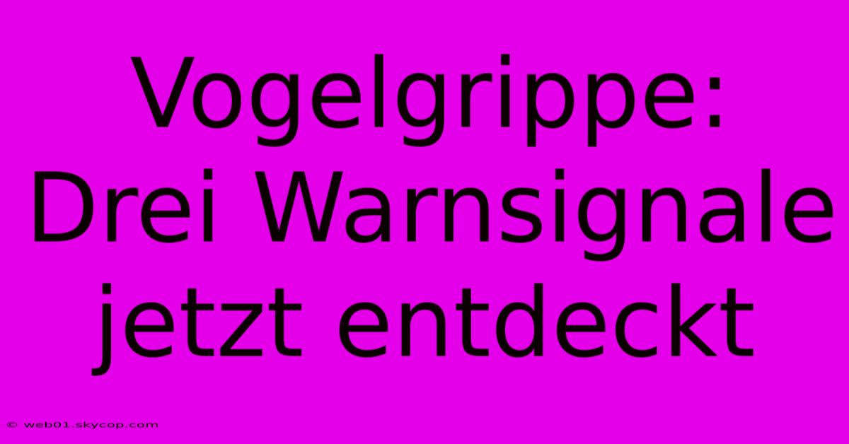 Vogelgrippe: Drei Warnsignale Jetzt Entdeckt