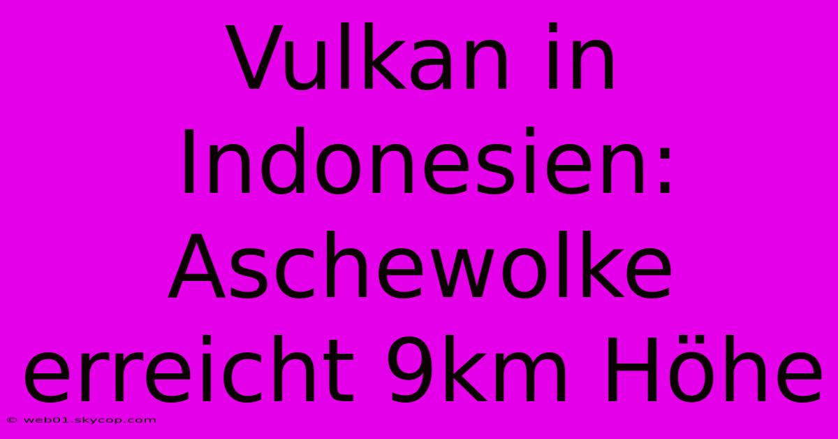 Vulkan In Indonesien: Aschewolke Erreicht 9km Höhe