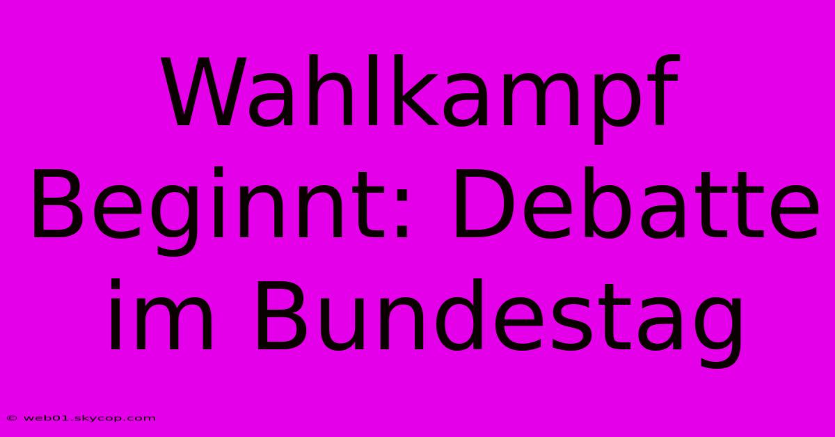 Wahlkampf Beginnt: Debatte Im Bundestag