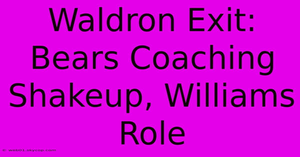 Waldron Exit: Bears Coaching Shakeup, Williams Role