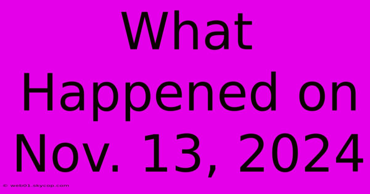 What Happened On Nov. 13, 2024