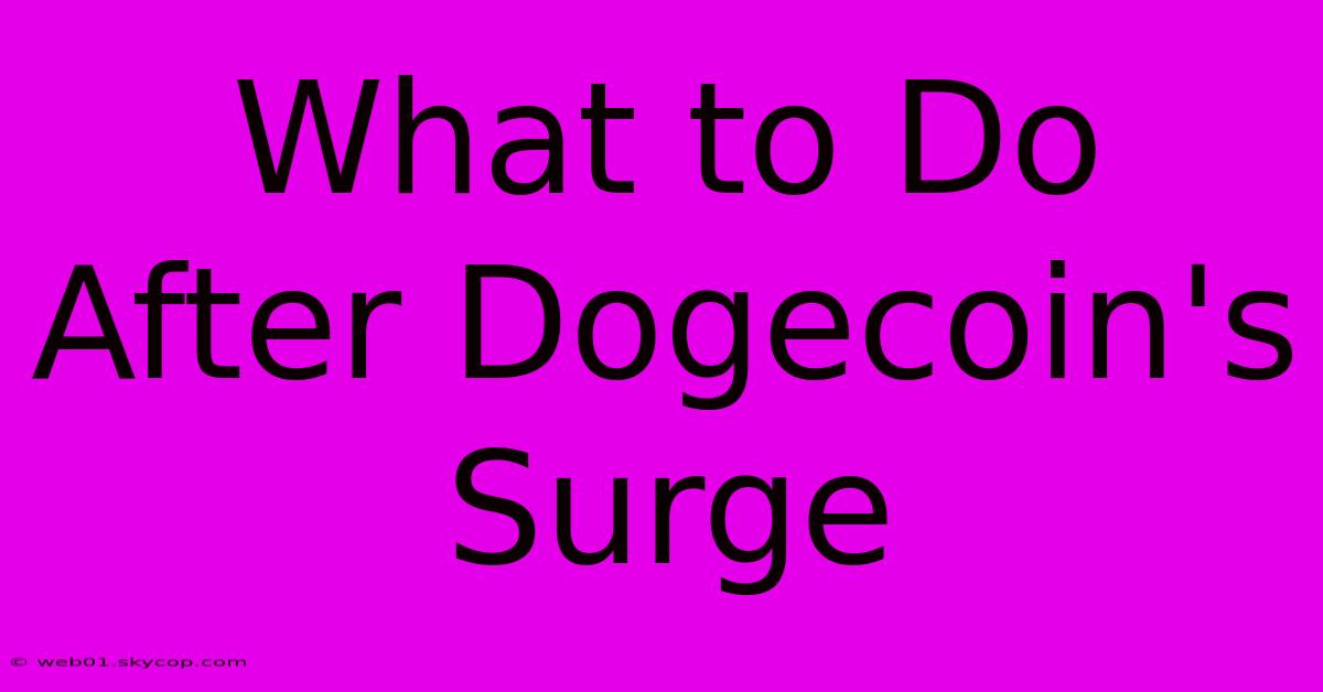 What To Do After Dogecoin's Surge