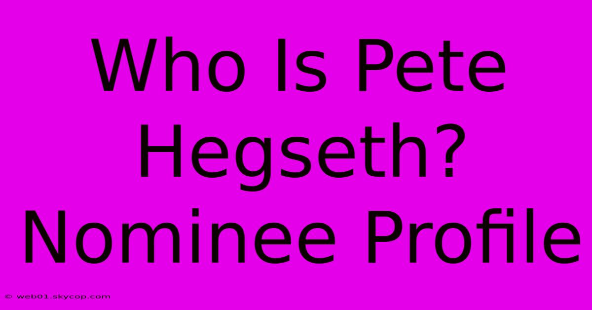 Who Is Pete Hegseth? Nominee Profile