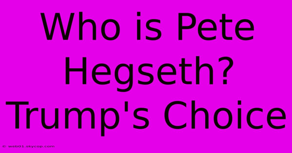 Who Is Pete Hegseth? Trump's Choice