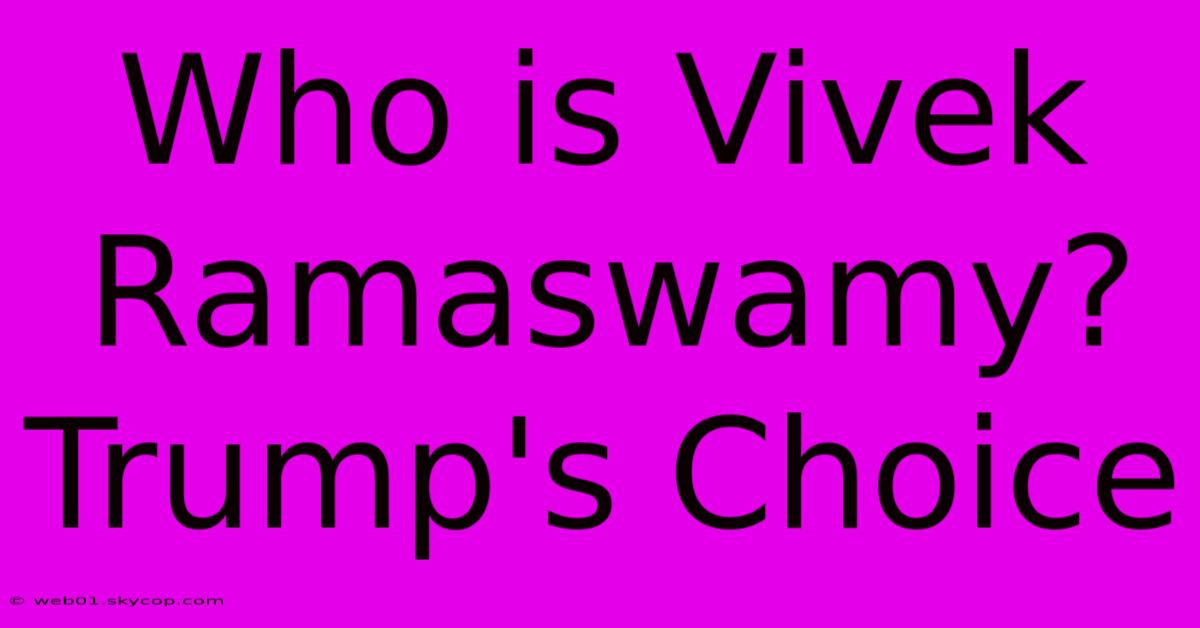 Who Is Vivek Ramaswamy? Trump's Choice