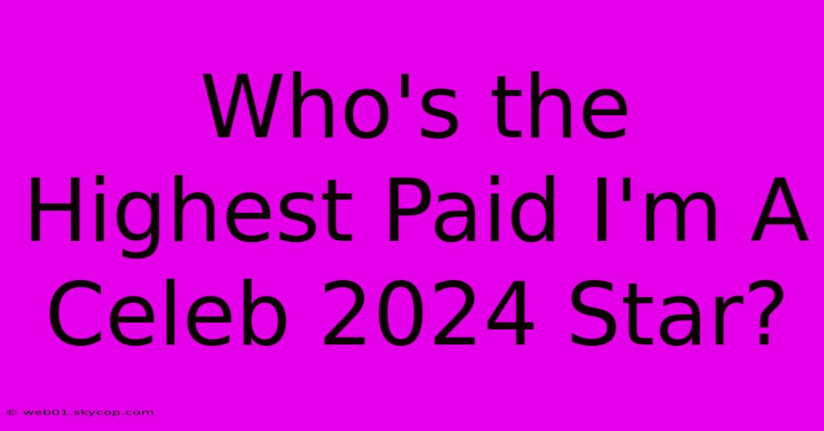 Who's The Highest Paid I'm A Celeb 2024 Star?