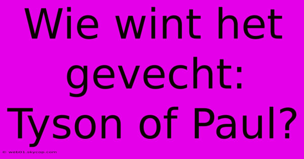 Wie Wint Het Gevecht: Tyson Of Paul?