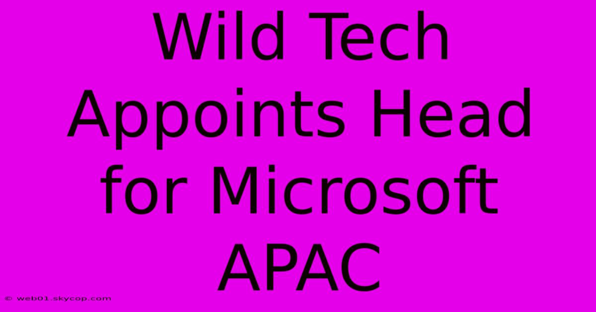 Wild Tech Appoints Head For Microsoft APAC