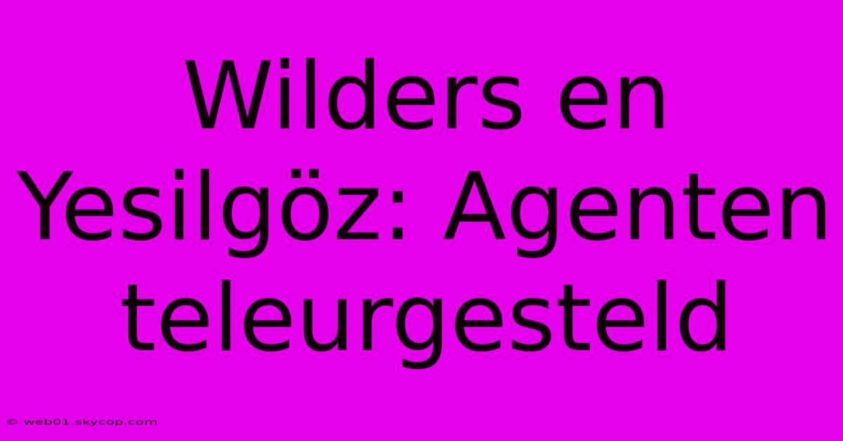 Wilders En Yesilgöz: Agenten Teleurgesteld 