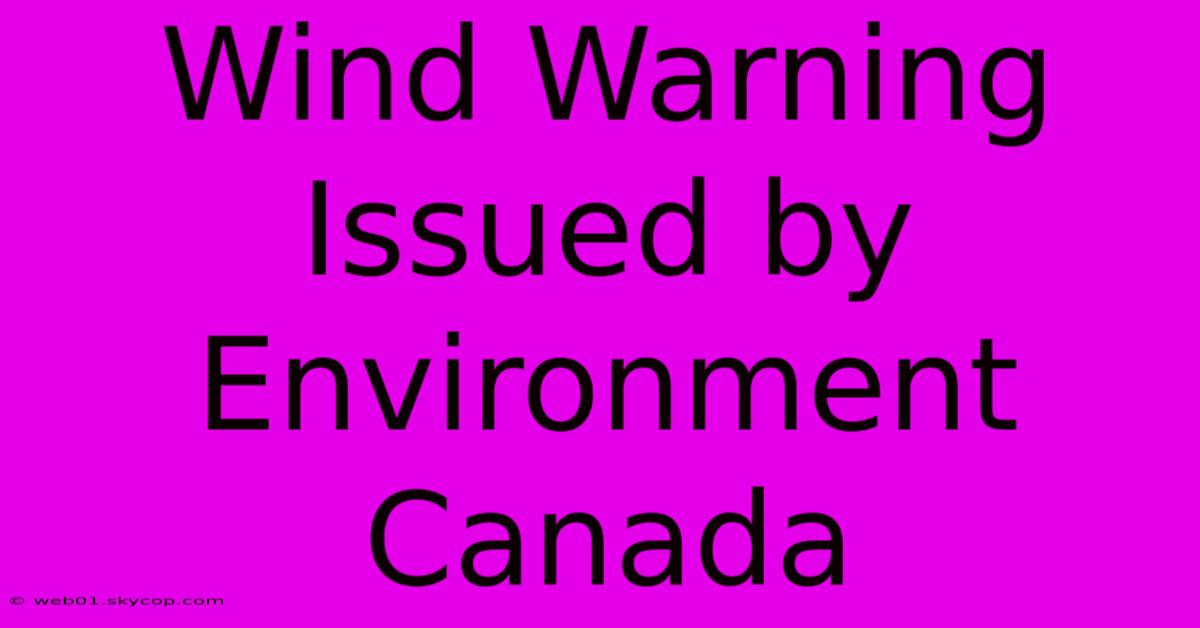 Wind Warning Issued By Environment Canada