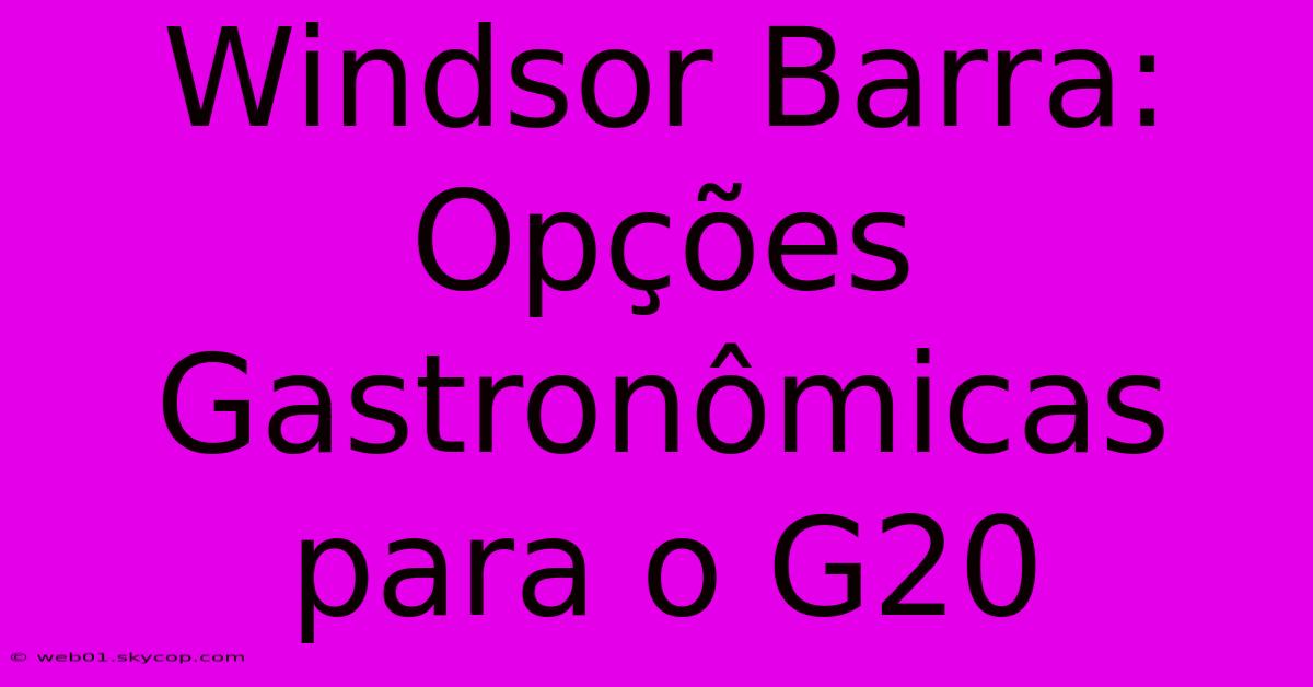 Windsor Barra: Opções Gastronômicas Para O G20