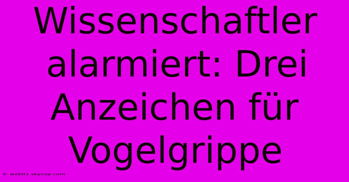 Wissenschaftler Alarmiert: Drei Anzeichen Für Vogelgrippe 