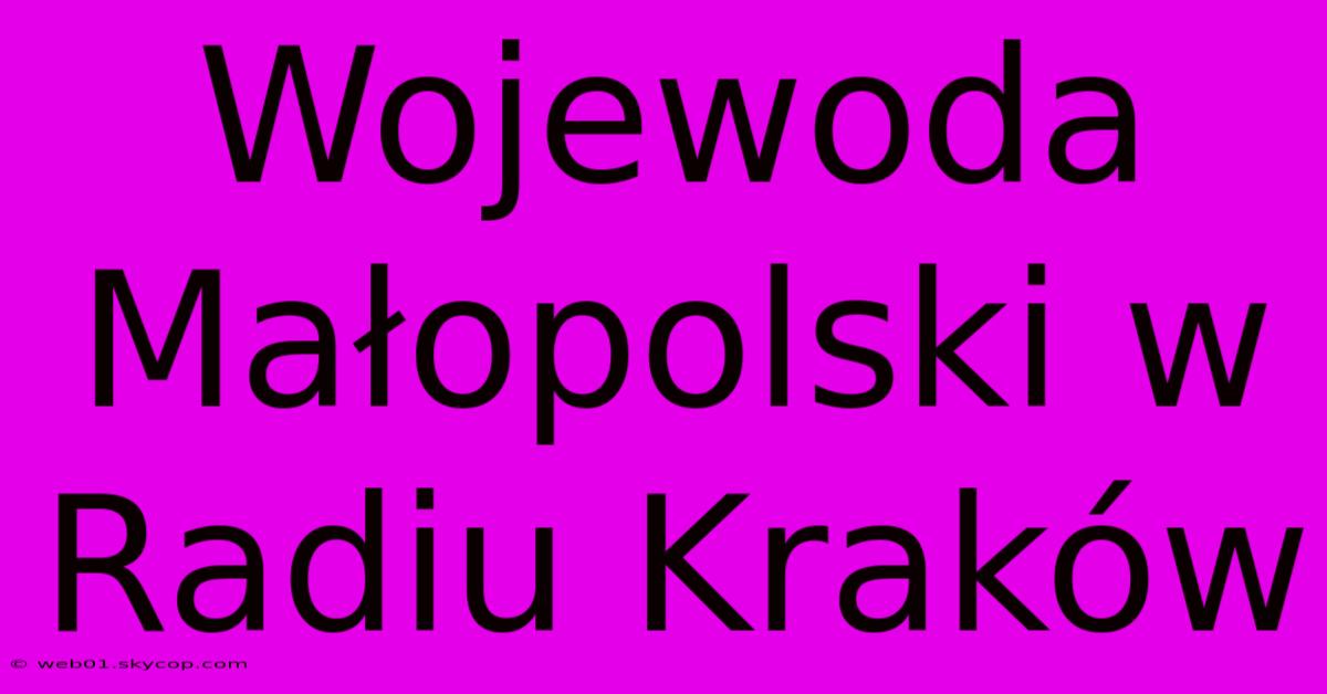 Wojewoda Małopolski W Radiu Kraków