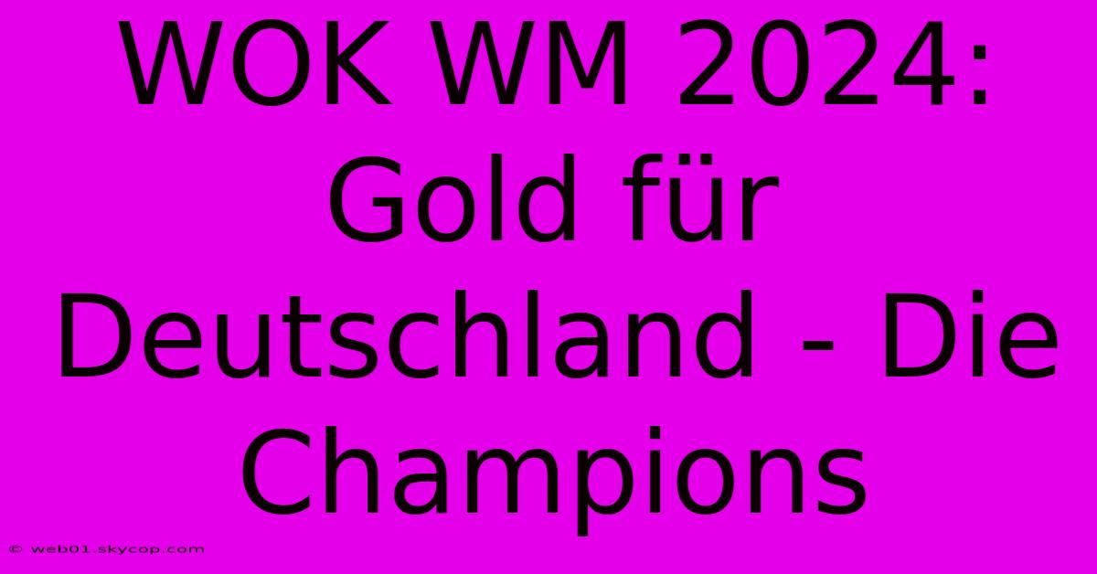 WOK WM 2024: Gold Für Deutschland - Die Champions