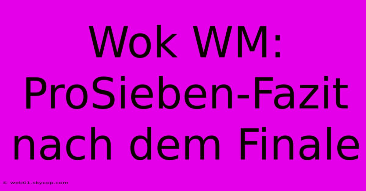 Wok WM: ProSieben-Fazit Nach Dem Finale