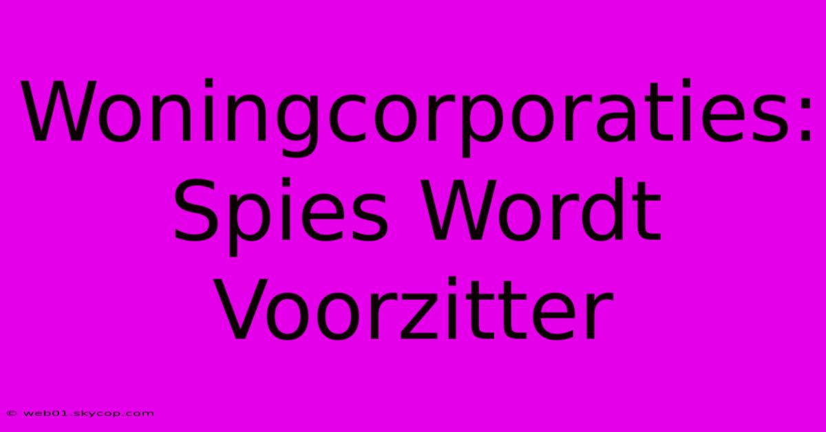 Woningcorporaties: Spies Wordt Voorzitter