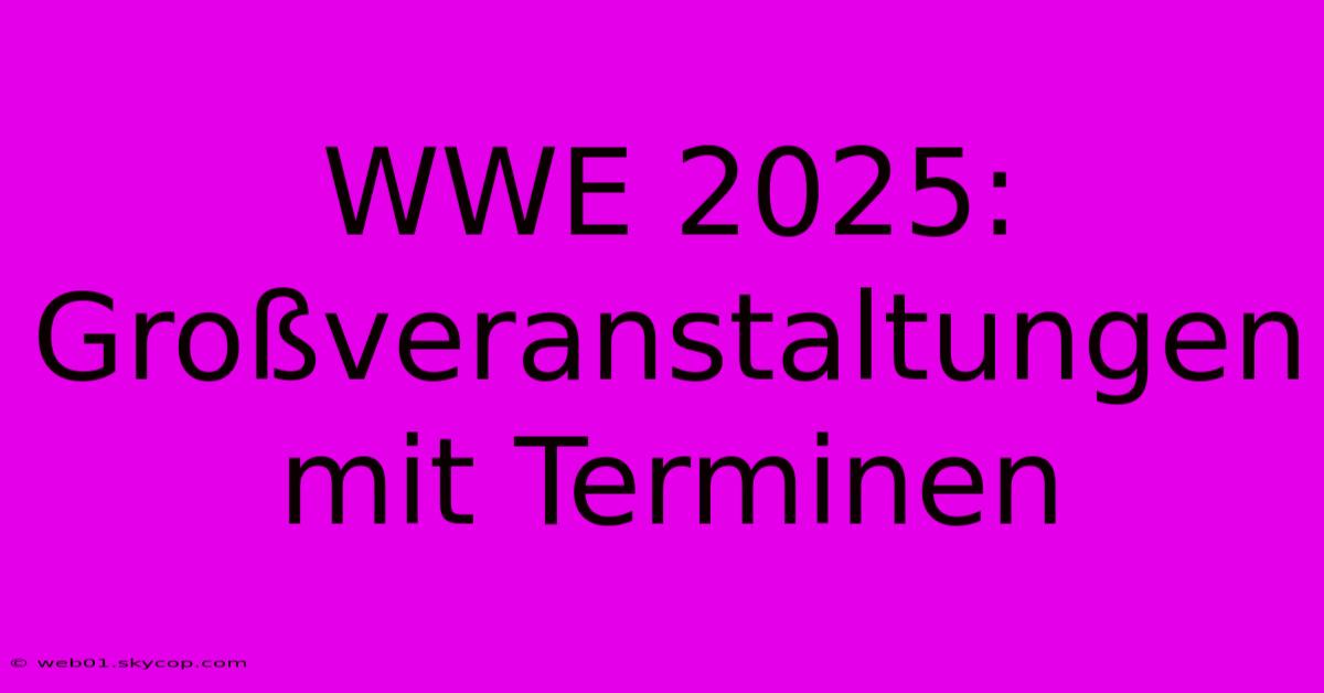 WWE 2025: Großveranstaltungen Mit Terminen