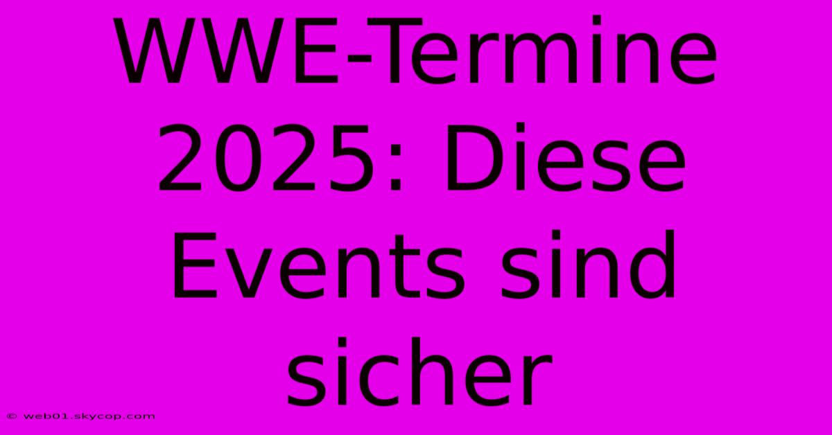 WWE-Termine 2025: Diese Events Sind Sicher