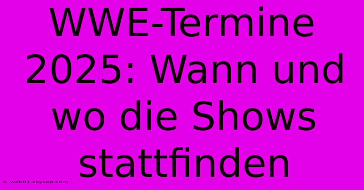 WWE-Termine 2025: Wann Und Wo Die Shows Stattfinden