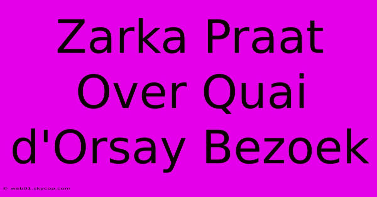 Zarka Praat Over Quai D'Orsay Bezoek