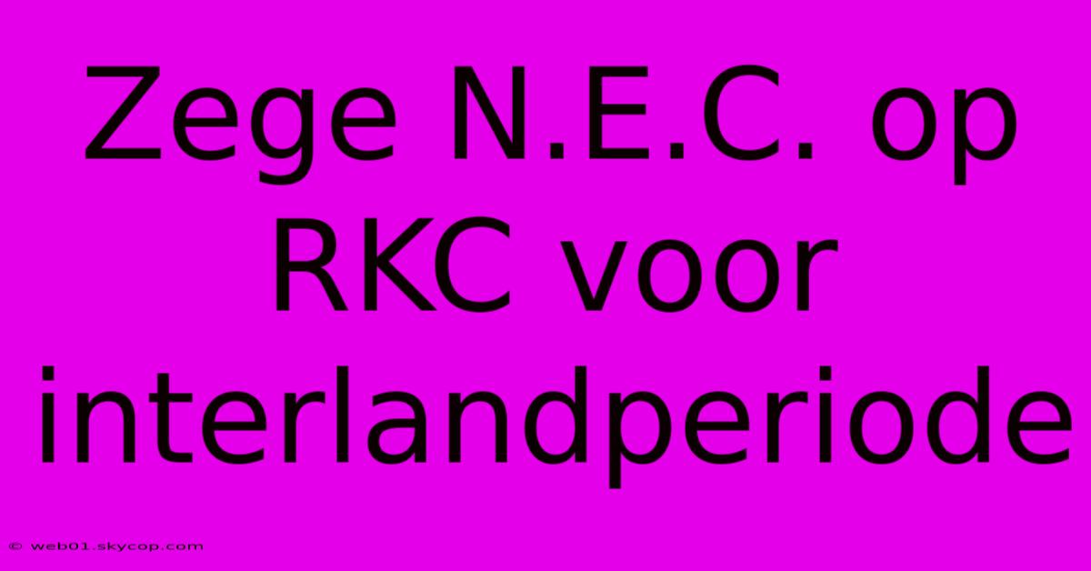 Zege N.E.C. Op RKC Voor Interlandperiode