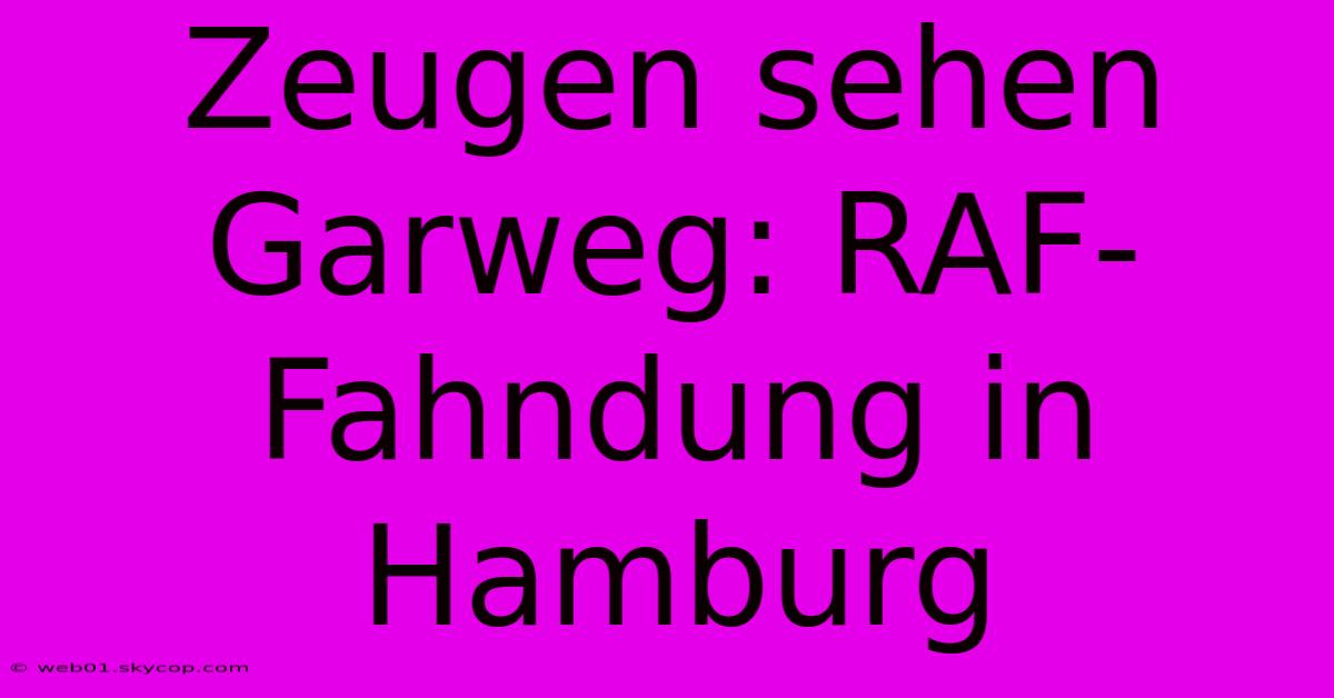 Zeugen Sehen Garweg: RAF-Fahndung In Hamburg