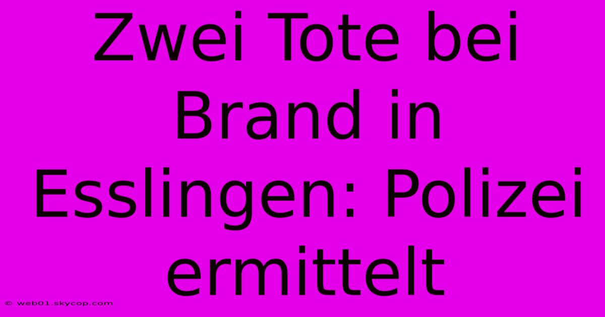 Zwei Tote Bei Brand In Esslingen: Polizei Ermittelt