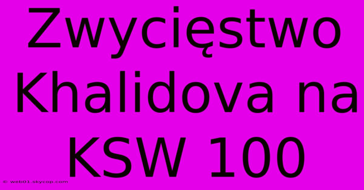 Zwycięstwo Khalidova Na KSW 100